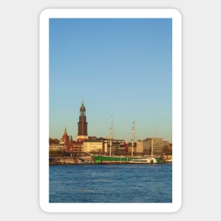 Michel, Rickmer Rickmers, ship, Elbe, harbor, evening, Hamburg, sailing ship, windjammer Sticker